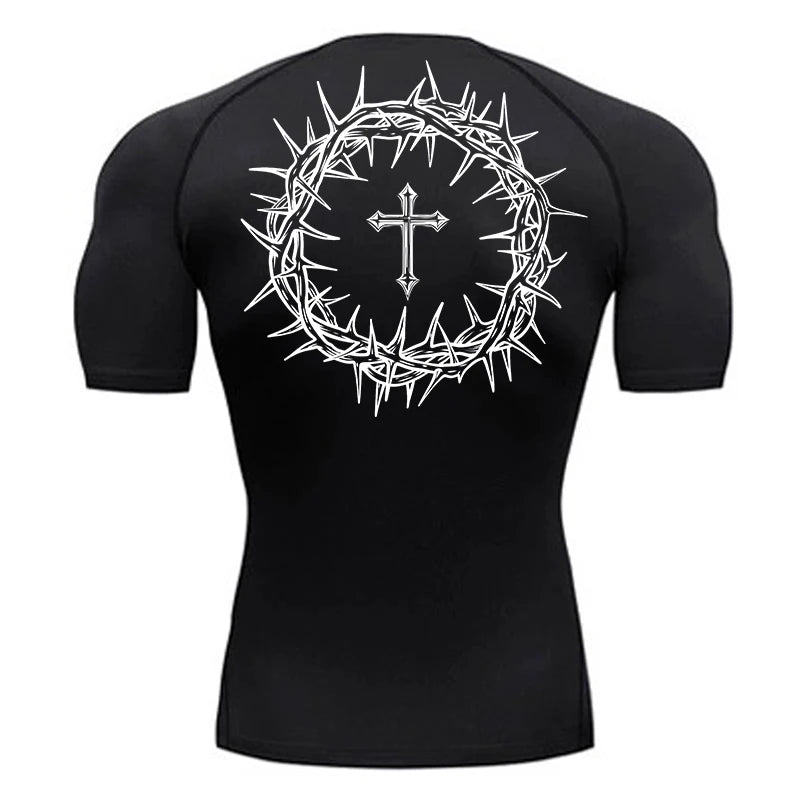 “Crown of Thorns and a Cross” Compression Shirt for Men