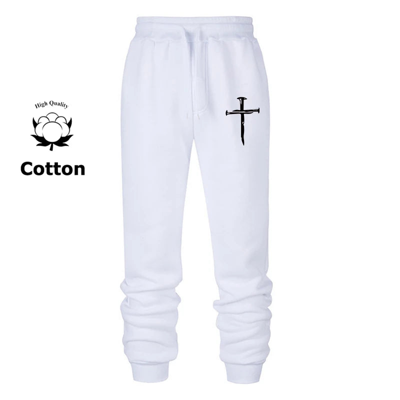 A selection of Cross Print Sweatpants for Men Christian Athletic Workout Running Joggers Trackpants Casual Comfy Cotton Blend Pants Trousers