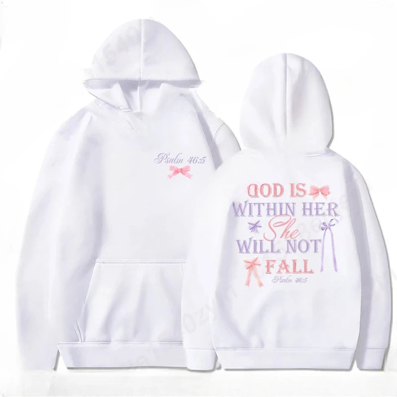 Women's Hoodies with Butterfly and Letter Print, Long Sleeves, Hooded, Christian Jesus God Graphic Hoodies, Harajuku Pulllovers