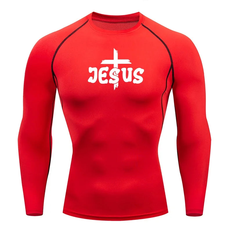 “Jesus & Cross” compression shirts, short and long sleeves, for men