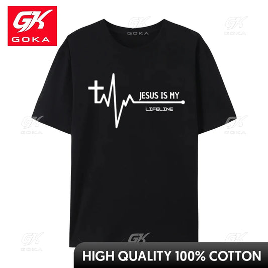 Christian Heartbeat Cross Graphic Fitness Tight Gift Cotton Man Tops Tees Birthday Top T-Shirts 2024 T-Shirt Men Clothing