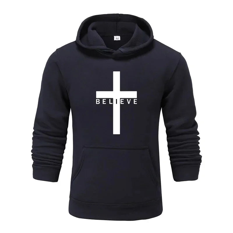 A Designer Men's "Cross & Believe" Hoodie