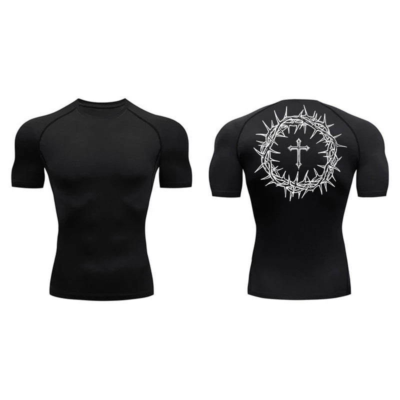 “Crown of Thorns and a Cross” Compression Shirt for Men