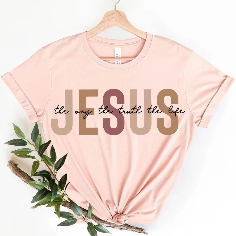 Esus The Way The Truth The Life Shirt for Women Christian Tee for Women Retro Christian T-shirts Jesus Tee for Christian Apparel