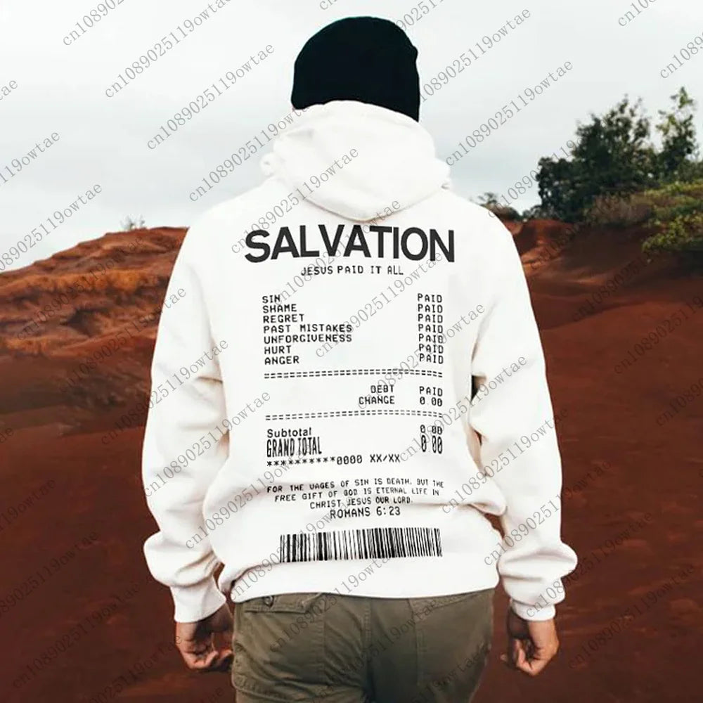 Jesus Paid It All Salvation Receipt Print Graphic Streetwear Hoodie Oversized  Hoodie Causal Unisex Sweatshirt For Adult&Kid