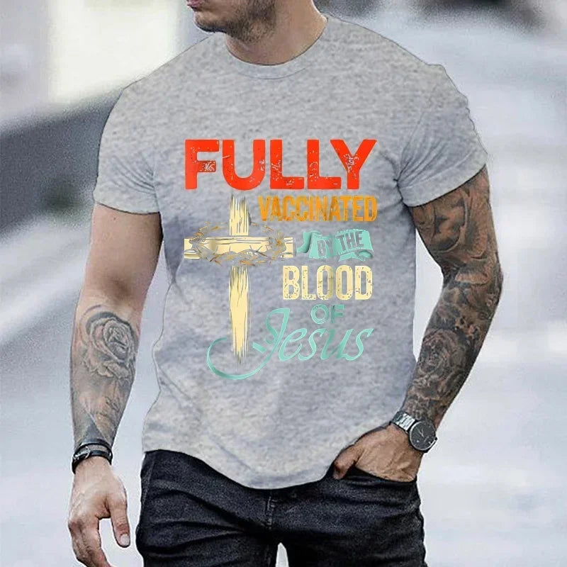 Fully Vaccinated By The Blood of Jesus  T-Shirt for men